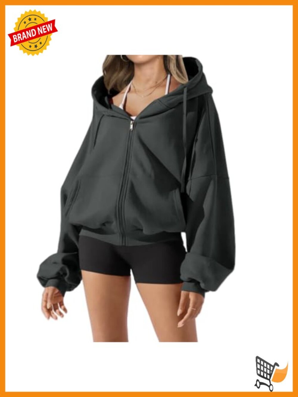 Oversized Zip Up Hoodie Casual Jacket Soft Fleece Lined